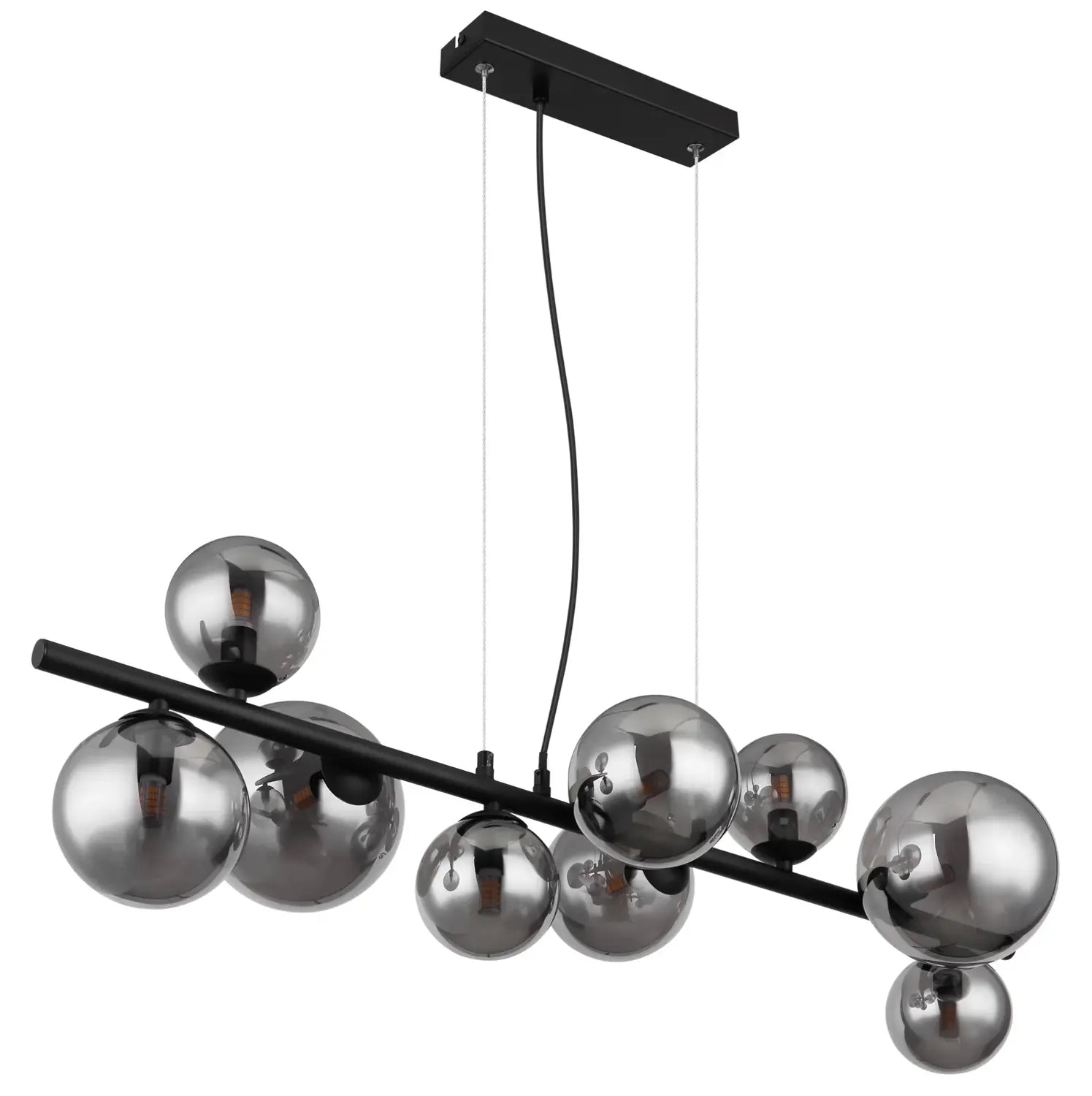 B-Ware Globo Hängeleuchte Pendellampe Riha Glas Schwarz Rauchfarben 9 Flammig G9 Led - 9007371387038