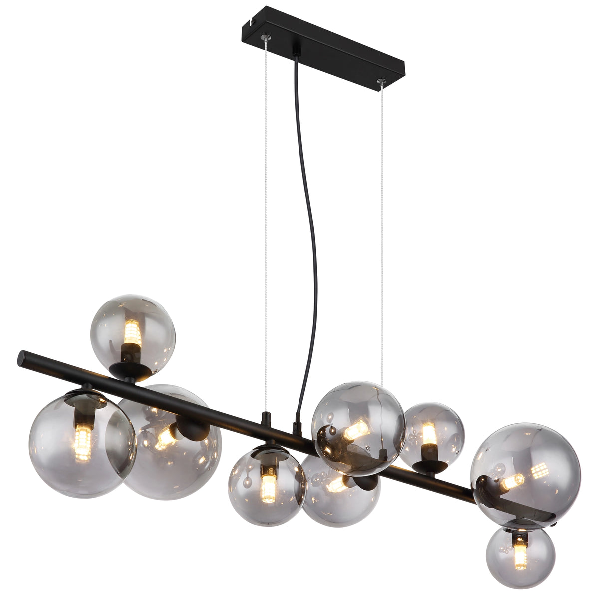 Globo Hängeleuchte Pendellampe RIHA Glas schwarz rauchfarben 9-flammig G9 LED - 9007371387038