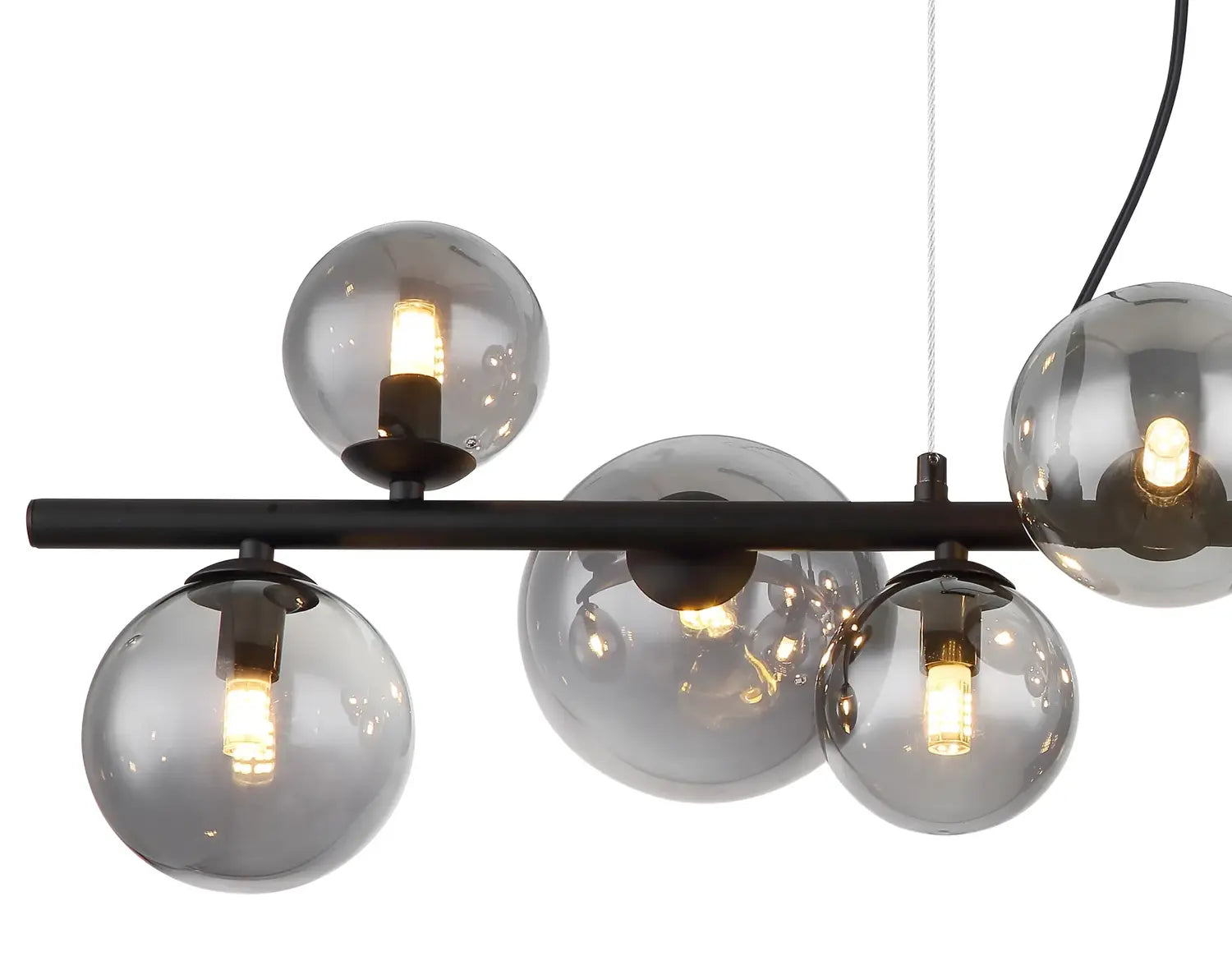 B-Ware Globo Hängeleuchte Pendellampe Riha Glas Schwarz Rauchfarben 9 Flammig G9 Led - 9007371387038