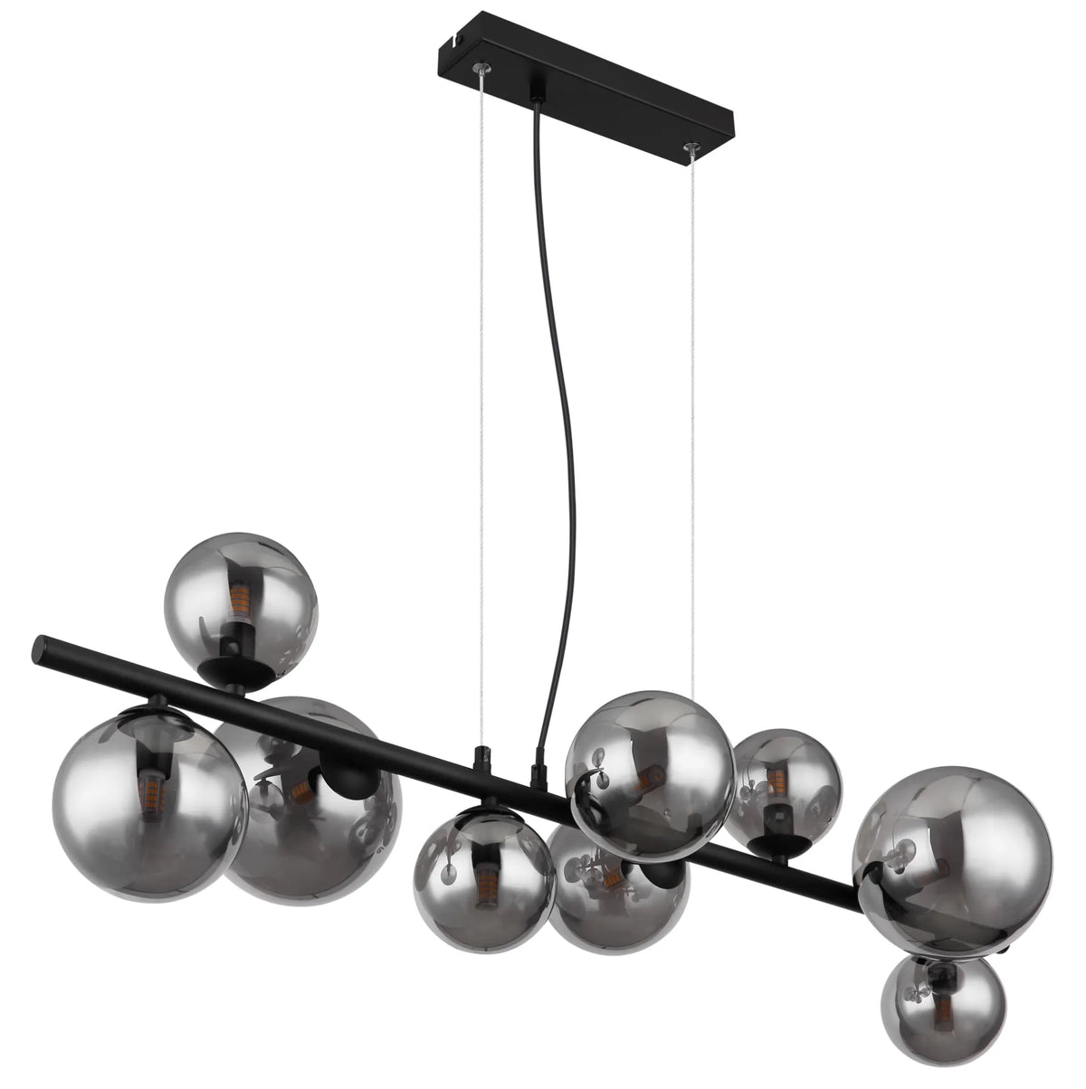Globo Hängeleuchte Pendellampe RIHA Glas schwarz rauchfarben 9-flammig G9 LED - 9007371387038