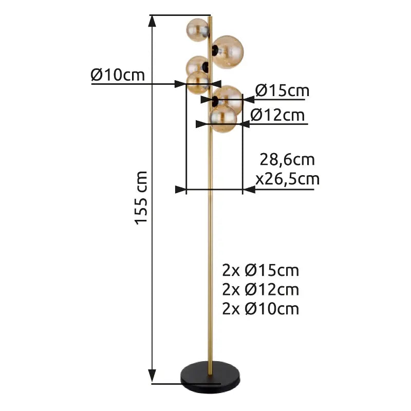 B-Ware Globo Stehleuchte Stehlampe Riha Messing Amber G9 Led 6 Flg Lampe Siehe Text - 9007371430475