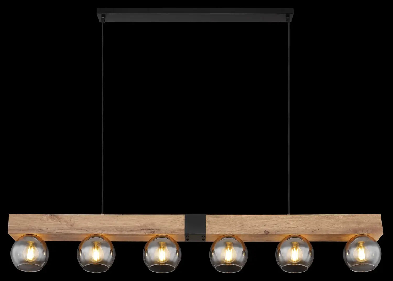 B-Ware Globo Hängeleuchte Pendelleuchte Moitas 6 Flammig Holzoptik Rauchgrau Schwarz - 9007371430970