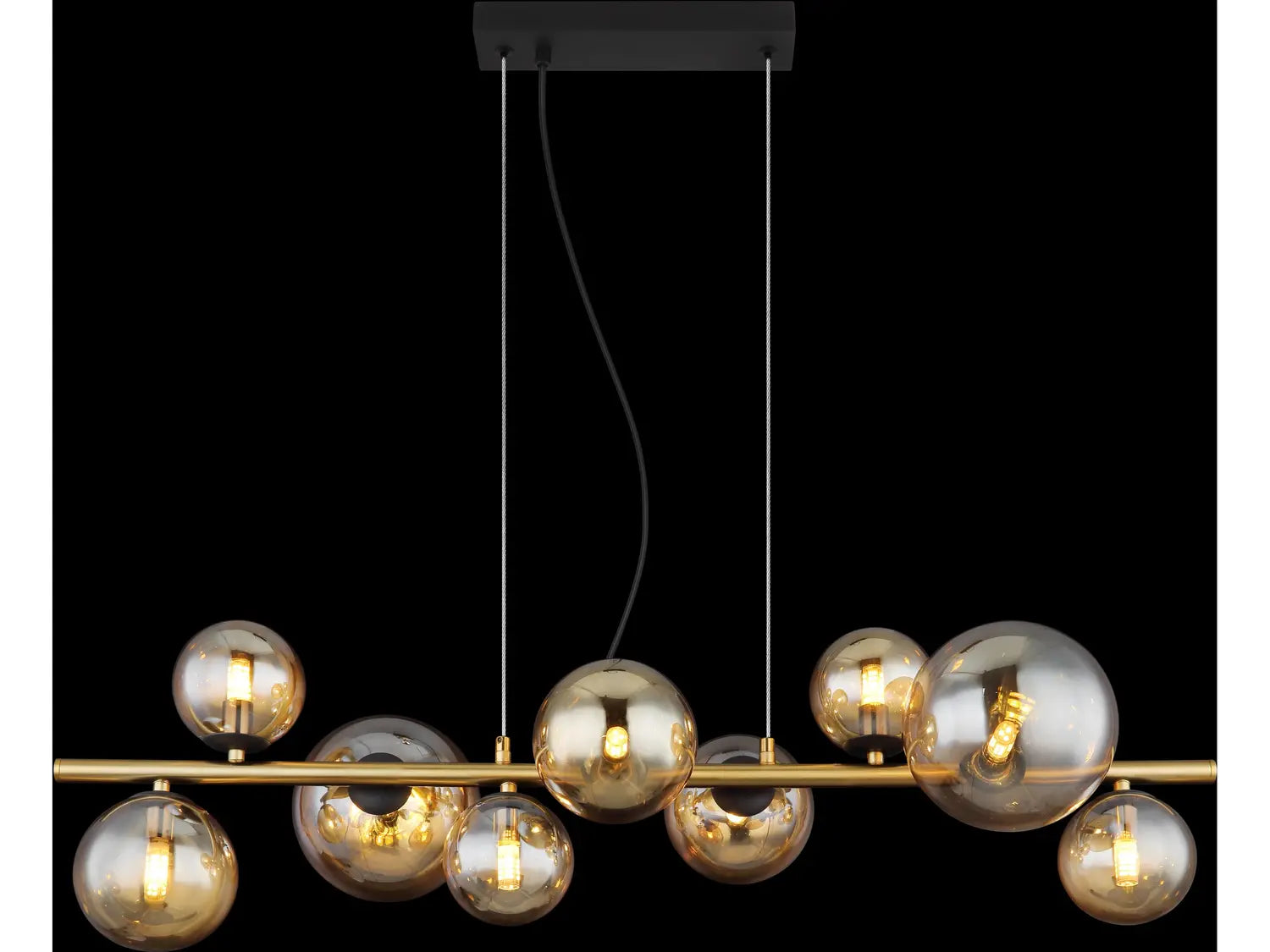 B-Ware Globo Pendelleuchte Hängeleuchte Led Riha Schwarz Matt Glas Metall 9 Flammig - 9007371436477
