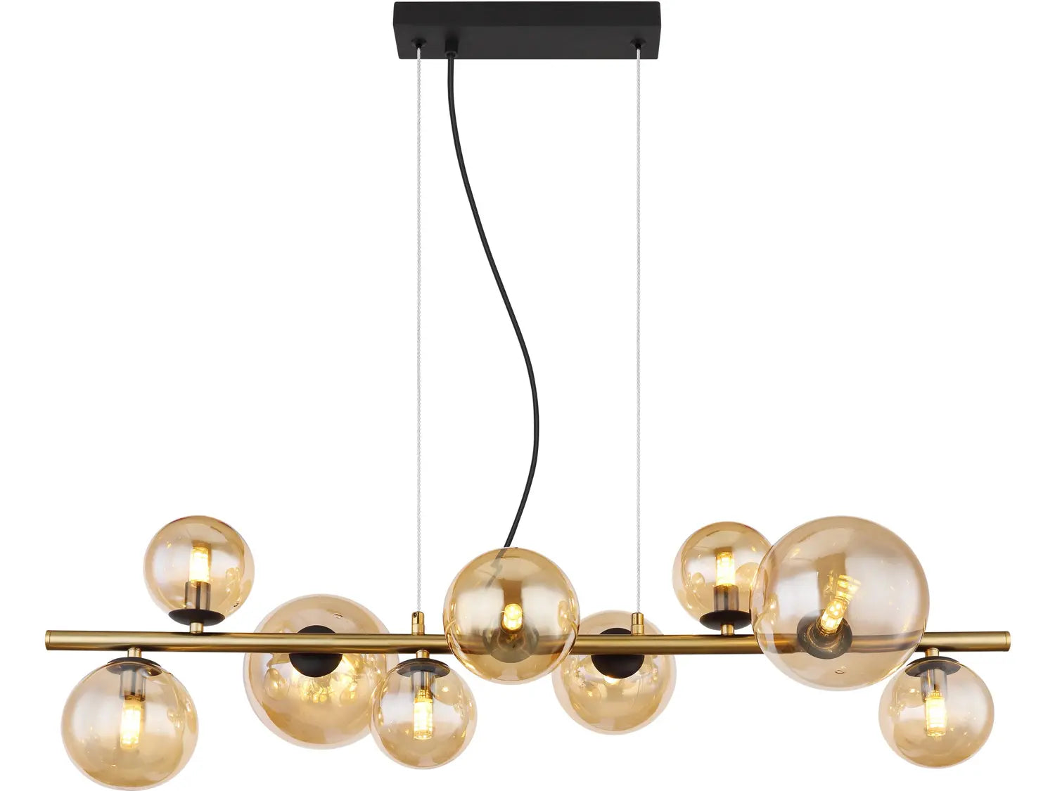 B-Ware Globo Pendelleuchte Hängeleuchte Led Riha Schwarz Matt Glas Metall 9 Flammig - 9007371436477