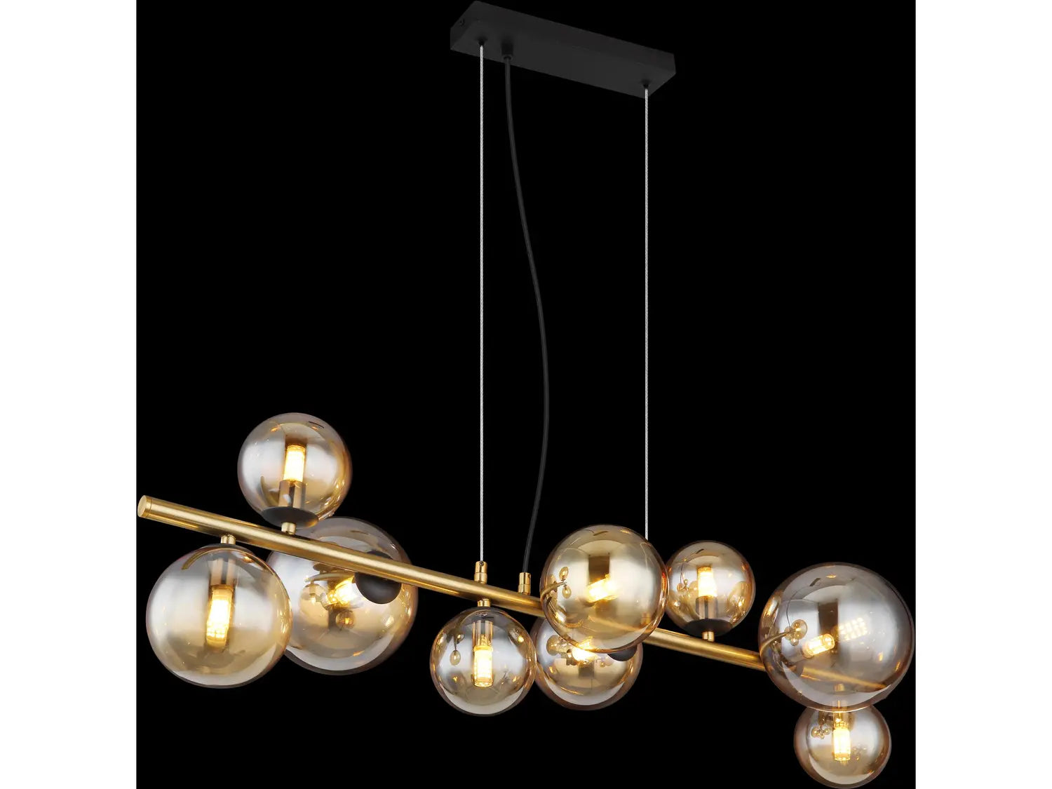 B-Ware Globo Pendelleuchte Hängeleuchte Led Riha Schwarz Matt Glas Metall 9 Flammig - 9007371436477