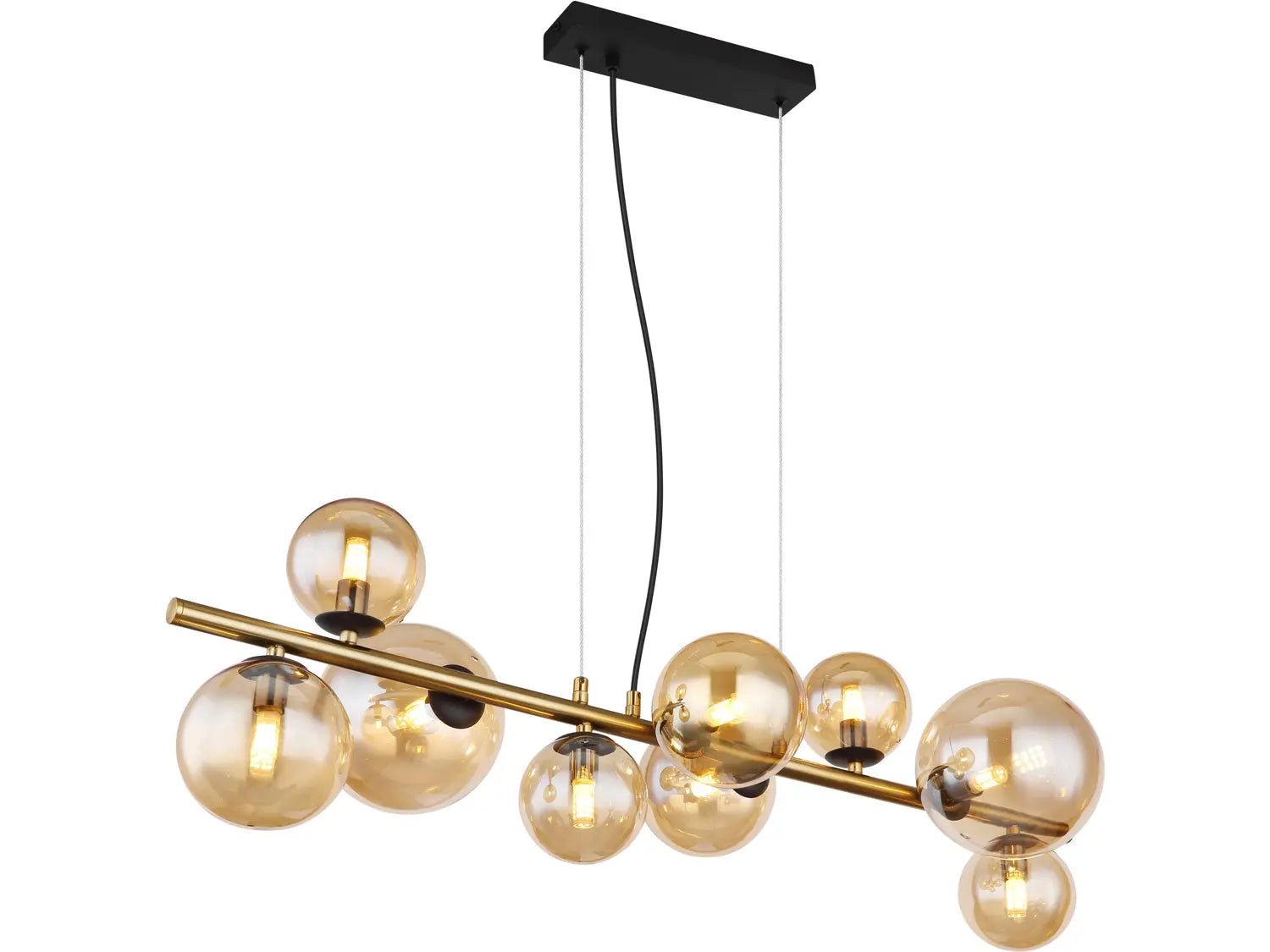 B-Ware Globo Pendelleuchte Hängeleuchte Led Riha Schwarz Matt Glas Metall 9 Flammig - 9007371436477