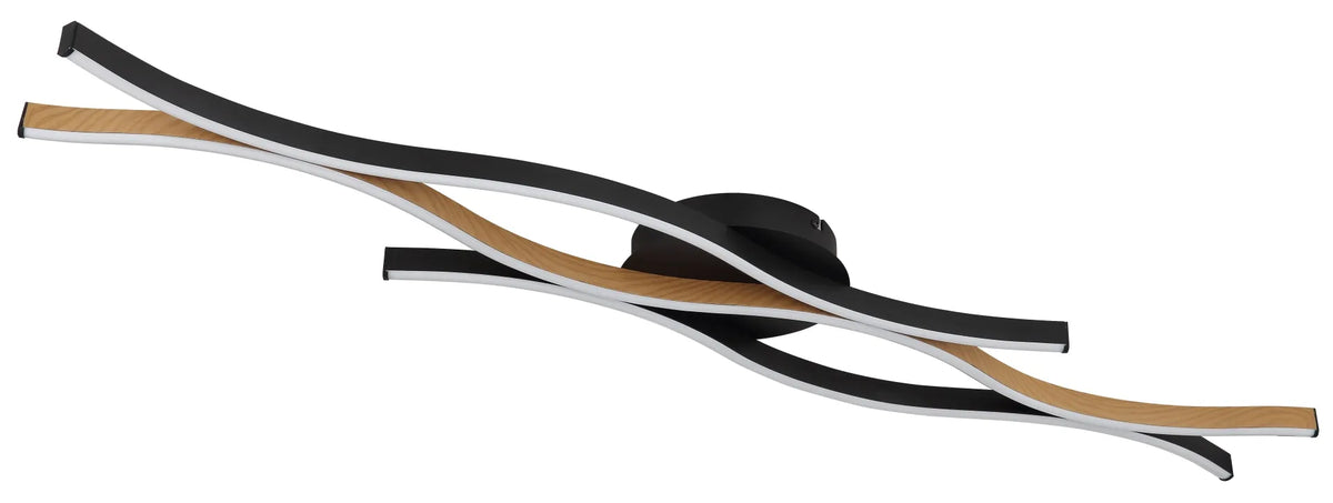Globo Deckenleuchte Deckenlampe GERONIMO LED schwarz Holz Wohnraum 108 x 18 cm - 9007371445042