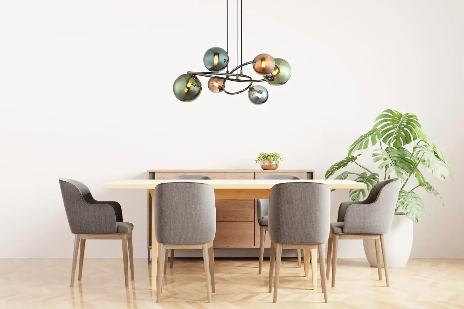 B-Ware Globo Hängeleuchte Pendelleuchte Riha Metall Glaskugeln Grau Wohnzimmer G9 Led - 9007371447114