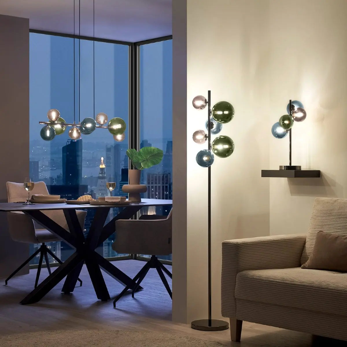 B-Ware Globo Stehleuchte Lampe Riha Schwarz Grün Petrol Bronze 155 Cm Wohnzimmer 3000 K