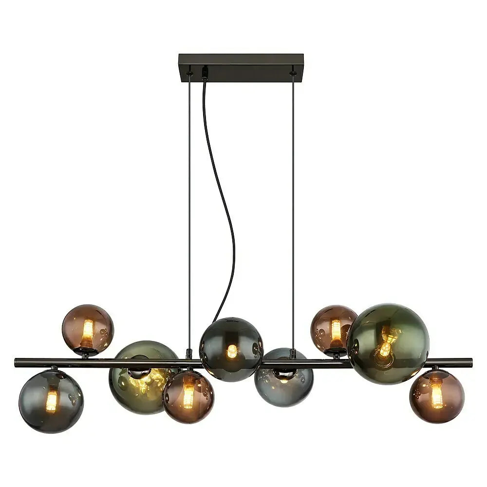 B-Ware Globo Pendelleuchte Hängeleuchte Riha G9 Led Rauch Glas Grau Matt 86cm 9 Flammig - 9007371456116
