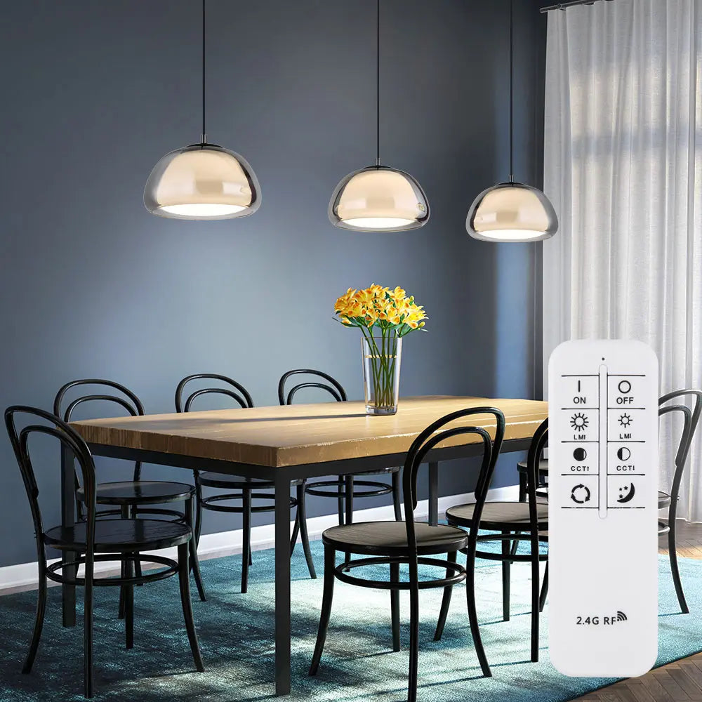 B-Ware Led Pendelleuchte Hängeleuchte Glas Rauchfarbe Led Dimmbar Fernbedienung  - 9007371475100