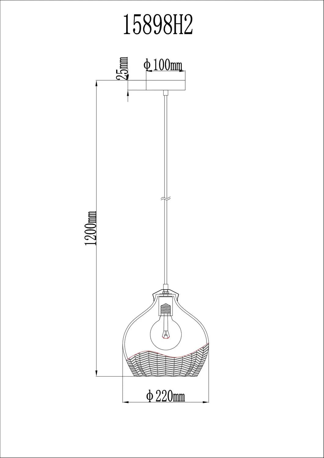 B-Ware Globo Hängeleuchte Pendelleuchte Jessica Glas Metall Brombeerfarben Rot E27 Led - 9007371484119