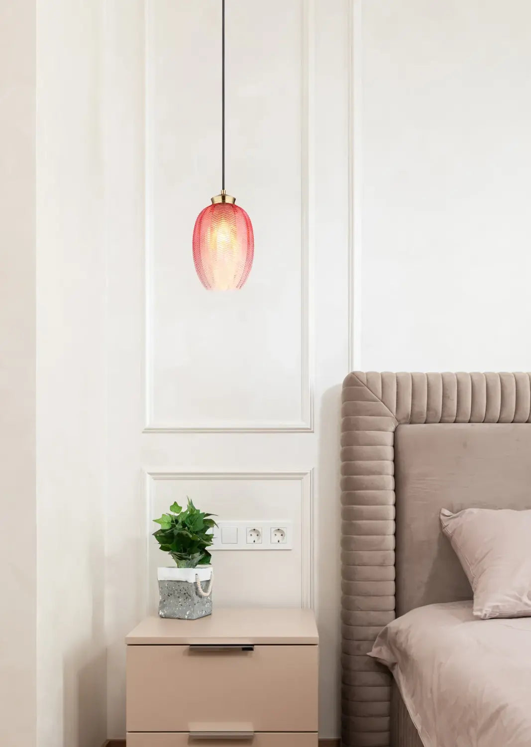 B-Ware Globo Hängeleuchte Pendelleuchte Jessica Glas Metall Brombeerfarben Rot E27 Led - 9007371484119