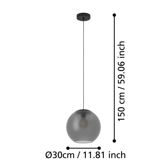 Eglo Pendelleuchte Hängeleuchte Glas grau matt Arangona Wohnzimmer Esszimmer - 9008606240951