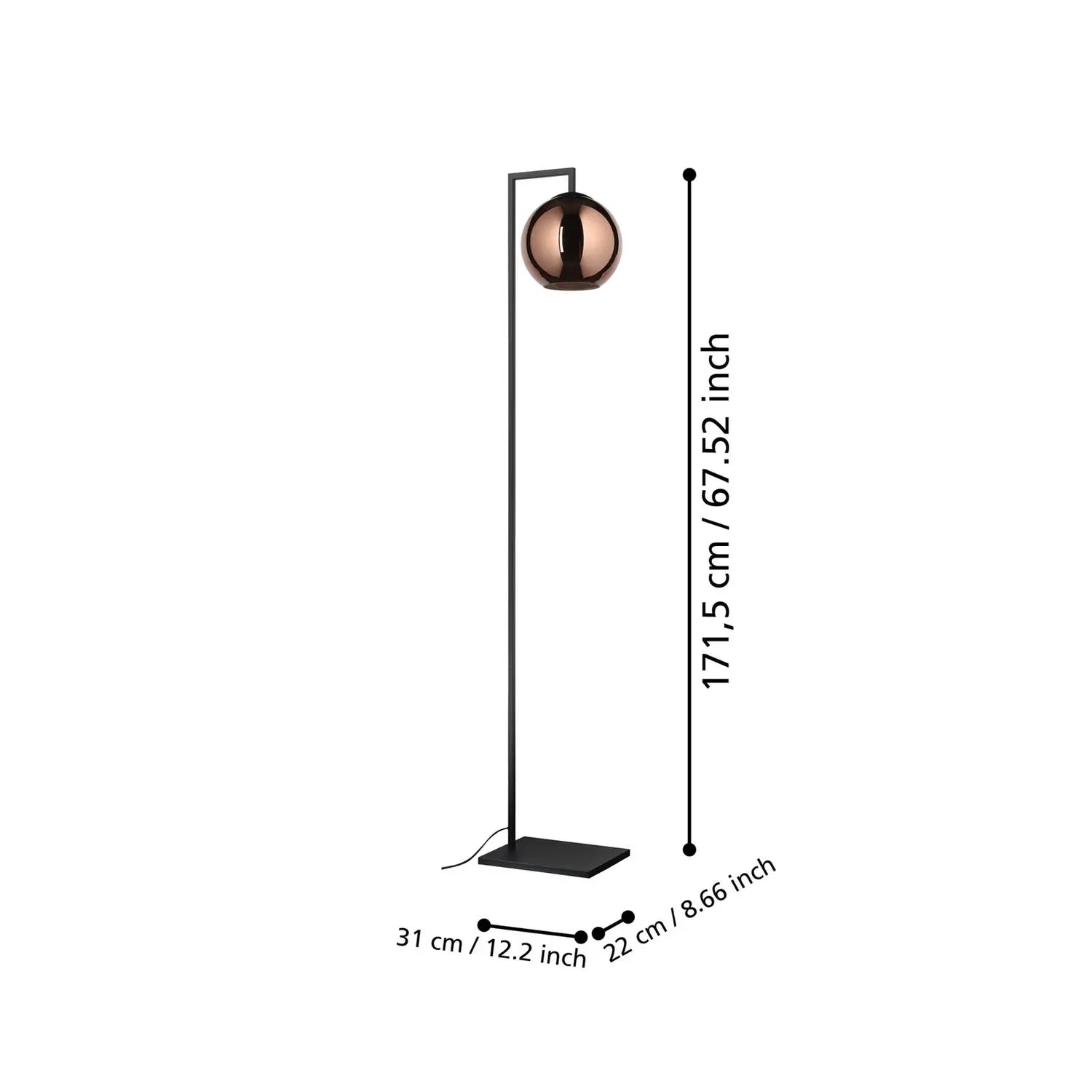 B-Ware Stars Of Light Stehleuchte Stehlampe Cordoba Glas Kupferfarben Schwarz 171,5 Cm - 9008606259830