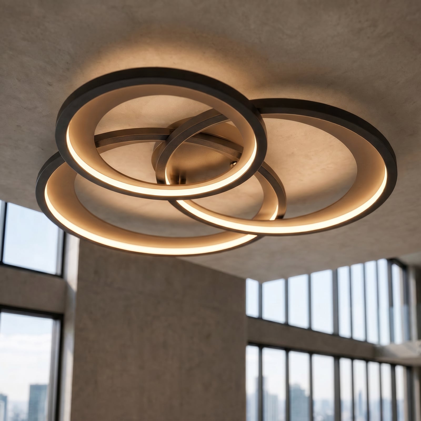 TRIO LIGHTING Deckenleuchte Granada LED dimmbar schwarz matt gold 71,5x63,5cm - 4017807505702