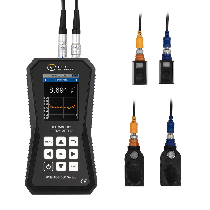 PCE Instruments Ultraschall-Durchflussmessgerät mit Durchflusssensoren Sensoren