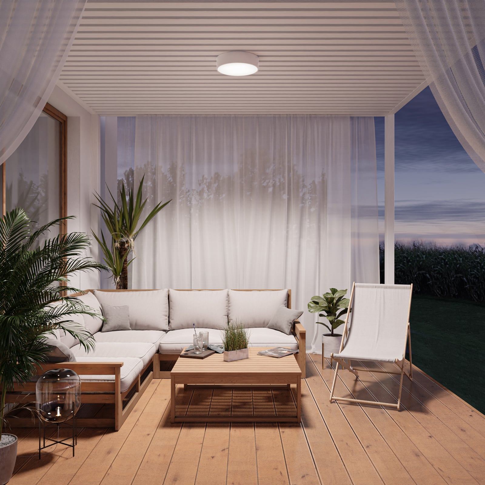 Deckenleuchte Cleo LED Lampe dimmbar Stahl Glas weiß Ø30cm IP20 E27 2-flammig - 5907623689702