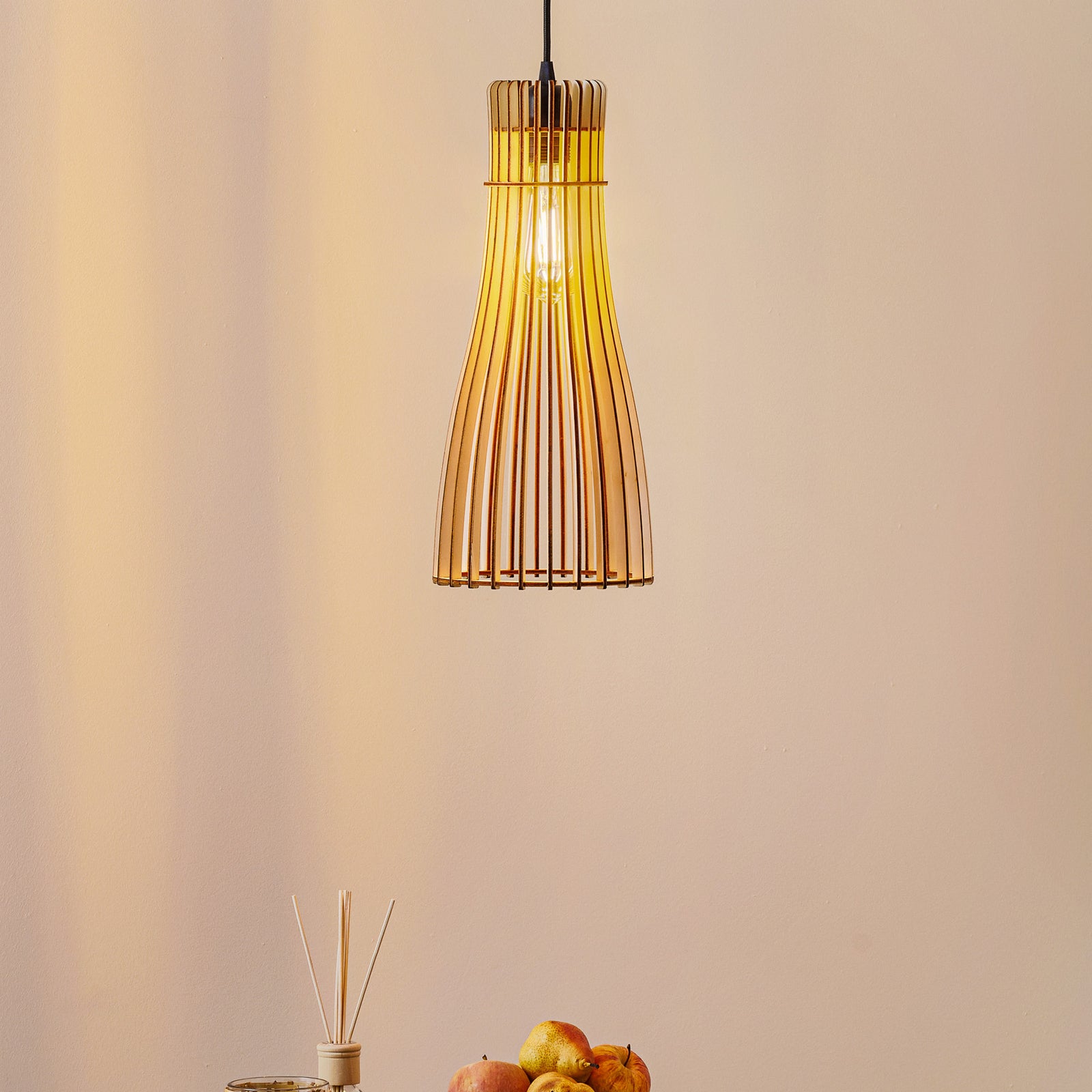 Hängeleuchte Bottle einflammig LED Pendelleuchte dimmbar schwarz Holz Stahl 41cm - 5907623620224
