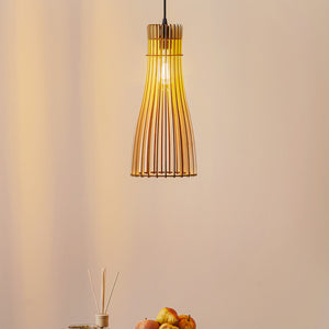 B-Ware Hängeleuchte Bottle einflammig LED Pendelleuchte dimmbar schwarz Holz Stahl 41cm