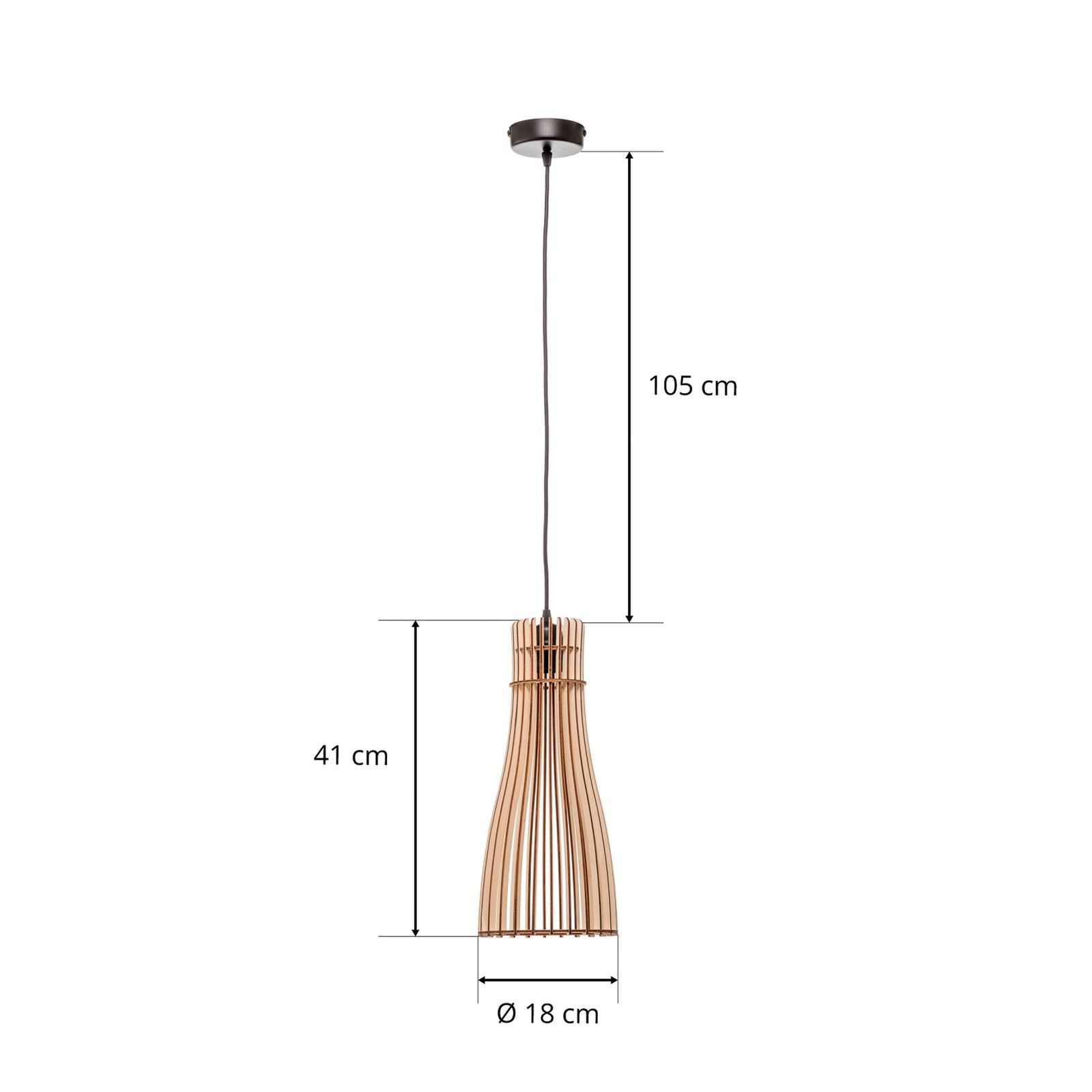 Hängeleuchte Bottle einflammig LED Pendelleuchte dimmbar schwarz Holz Stahl 41cm - 5907623620224