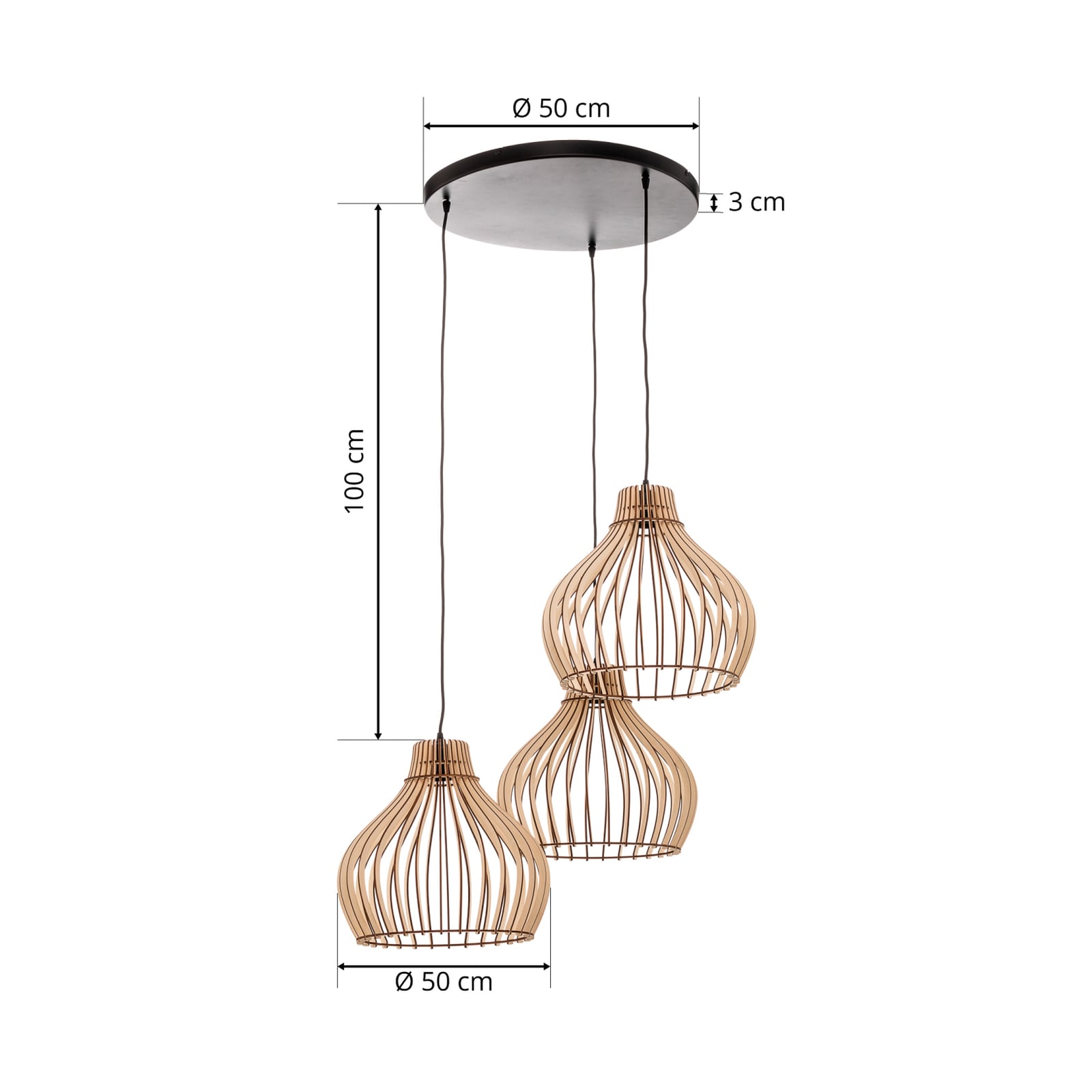 Euluna Hängeleuchte Barrel mit Holzschirmen Deckenlampe Deko-Pendelleuchte E27 - 5907623620620