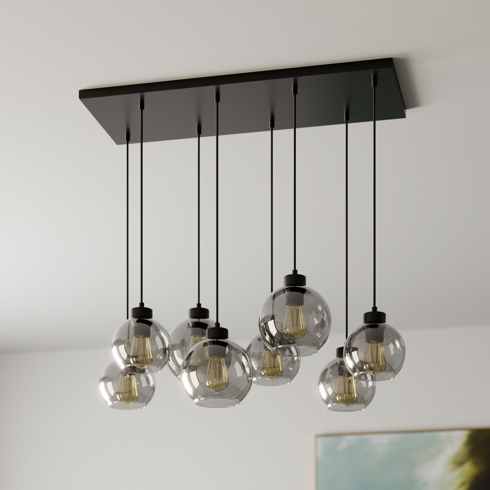 TK-Lighting Hängeleuchte Cubus LED Pendelleuchte 8-flammig dimmbar grau 95cm - 5901780541132
