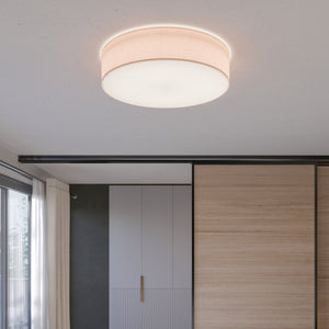 B-Ware Deckenleuchte Rondo LED Lampe dimmbar beige Metall Textil Ø60cm 13cm hoch