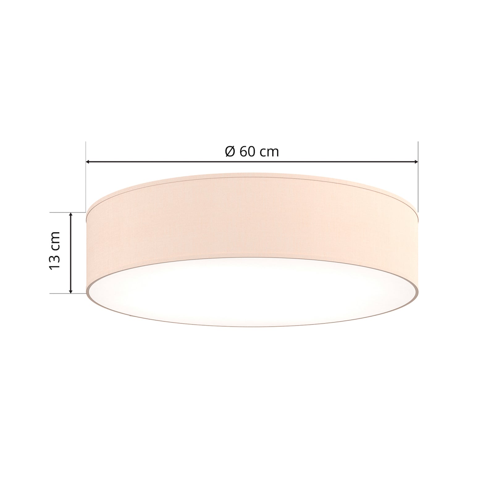 Deckenleuchte Rondo LED Lampe dimmbar beige Metall Textil Ø60cm 13cm hoch - 5901780544331