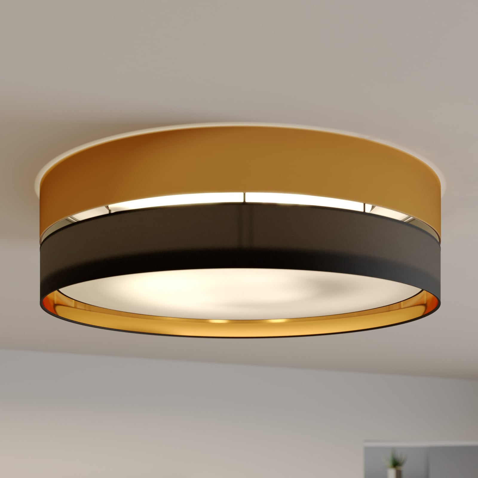 TK-Lighting Deckenleuchte Lampe Hilton LED Leuchte dimmbar schwarz-gold Ø60cm - 5901780543457