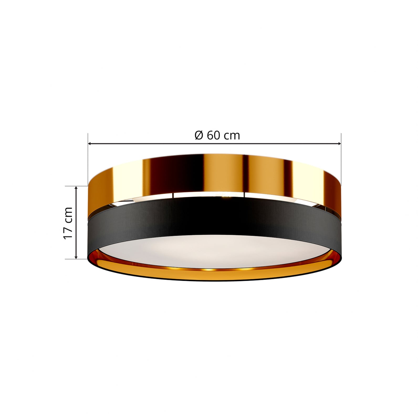 TK-Lighting Deckenleuchte Lampe Hilton LED Leuchte dimmbar schwarz-gold Ø60cm - 5901780543457