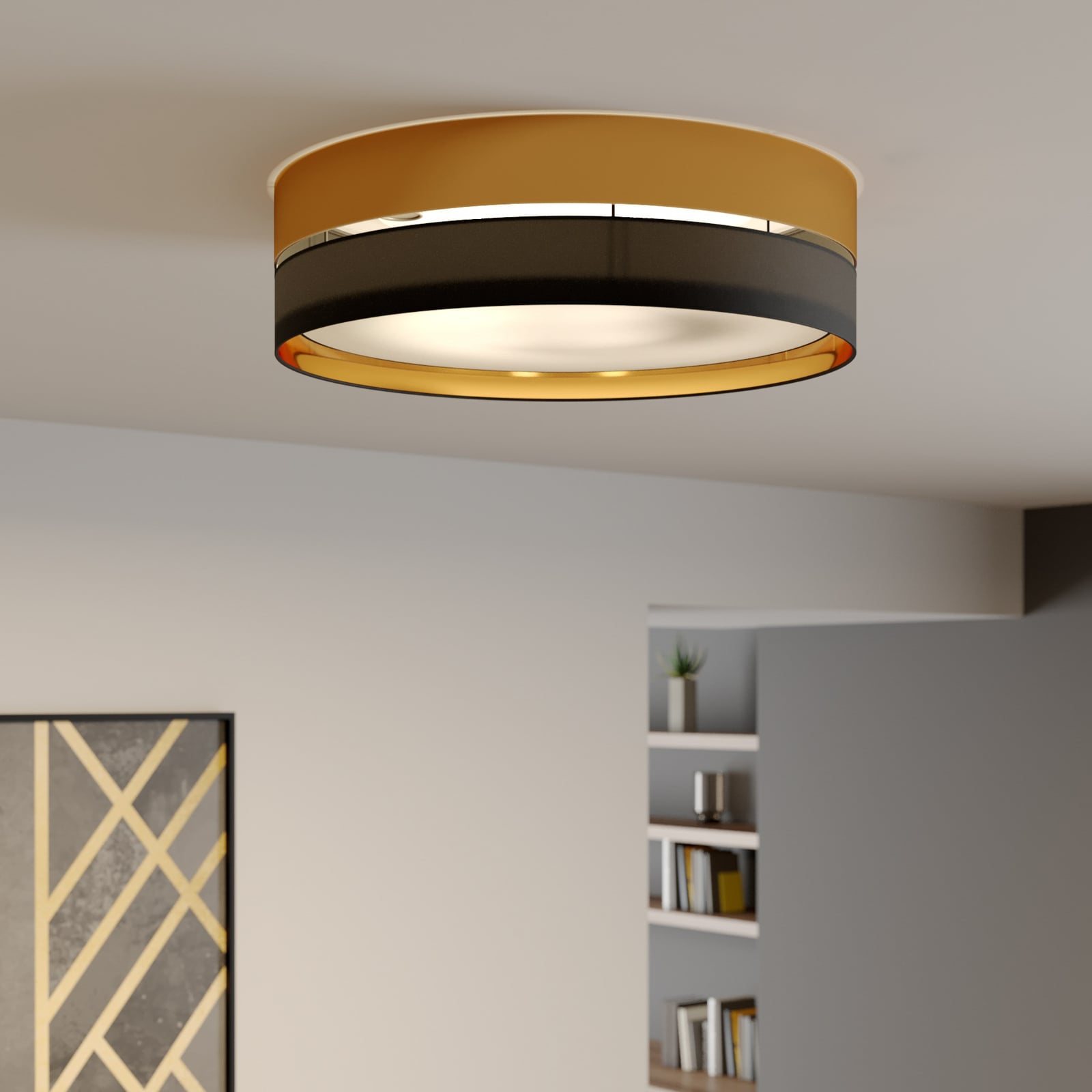 TK-Lighting Deckenleuchte Lampe Hilton LED Leuchte dimmbar schwarz-gold Ø60cm - 5901780543457