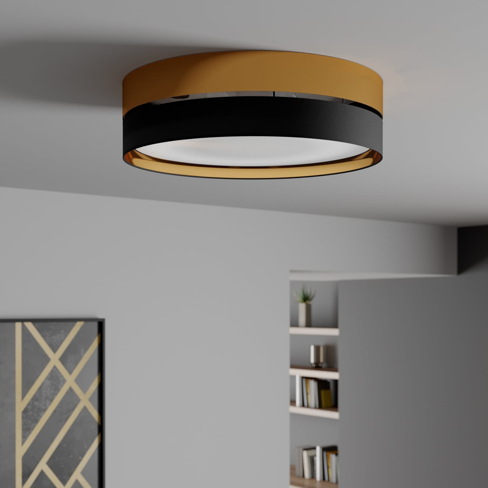 TK-Lighting Deckenleuchte Lampe Hilton LED Leuchte dimmbar schwarz-gold Ø60cm - 5901780543457