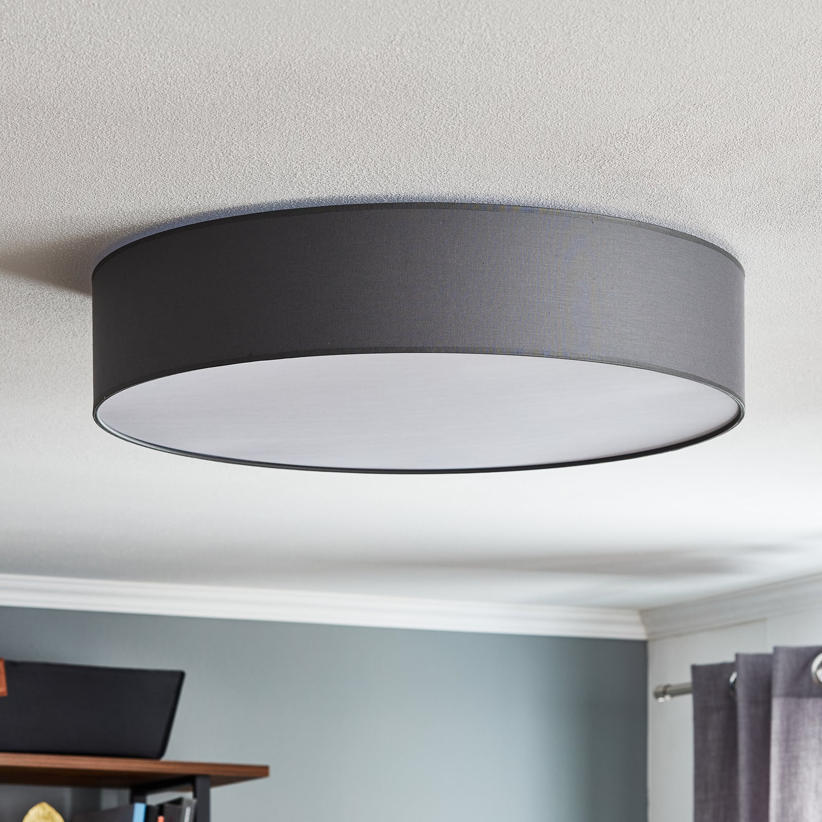 TK-Lighting Deckenleuchte Rondo LED dimmbar grau 60cm Durchmesser Metall Textil - 5901780515843
