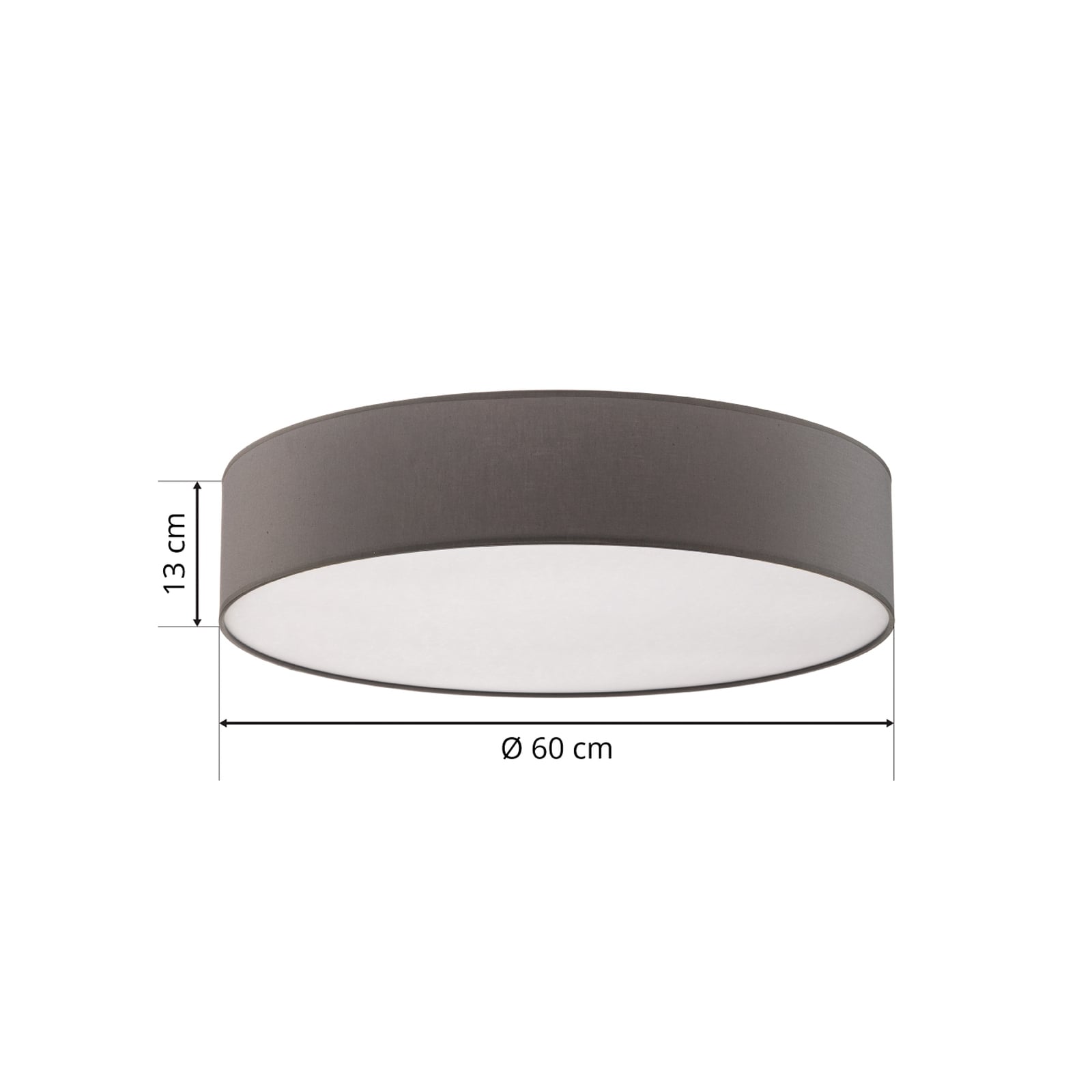 TK-Lighting Deckenleuchte Rondo LED dimmbar grau 60cm Durchmesser Metall Textil - 5901780515843