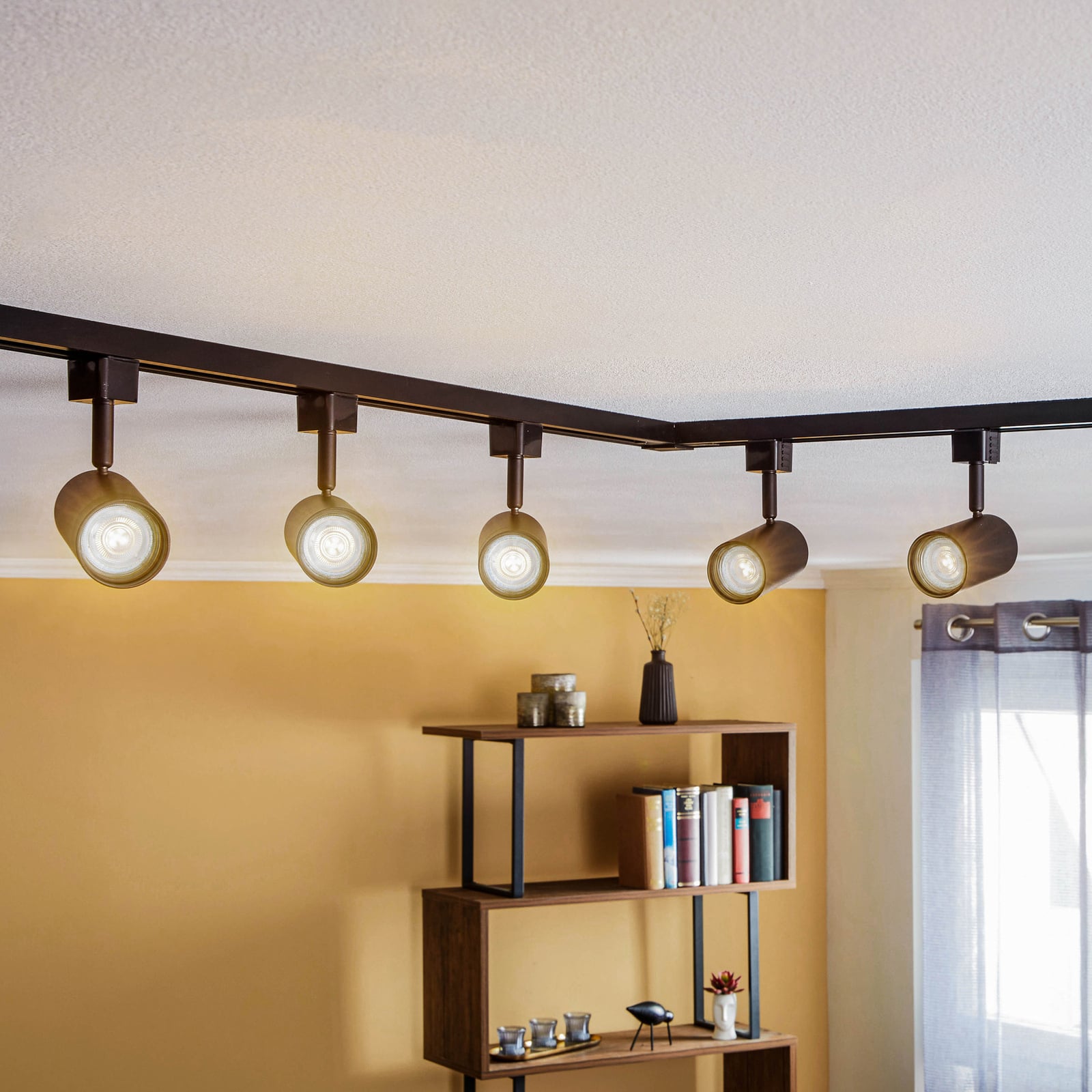 Prios 1-Phasen-Schienensystem Jorell schwarz 5-flg GU10 dimmbar 300cm Lampe - 4251911750515