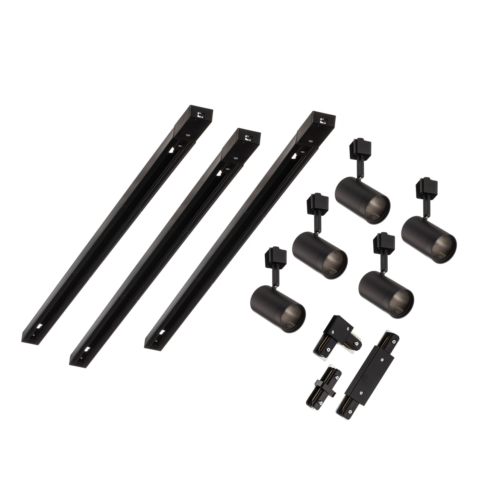 Prios 1-Phasen-Schienensystem Jorell schwarz 5-flg GU10 dimmbar 300cm Lampe - 4251911750515