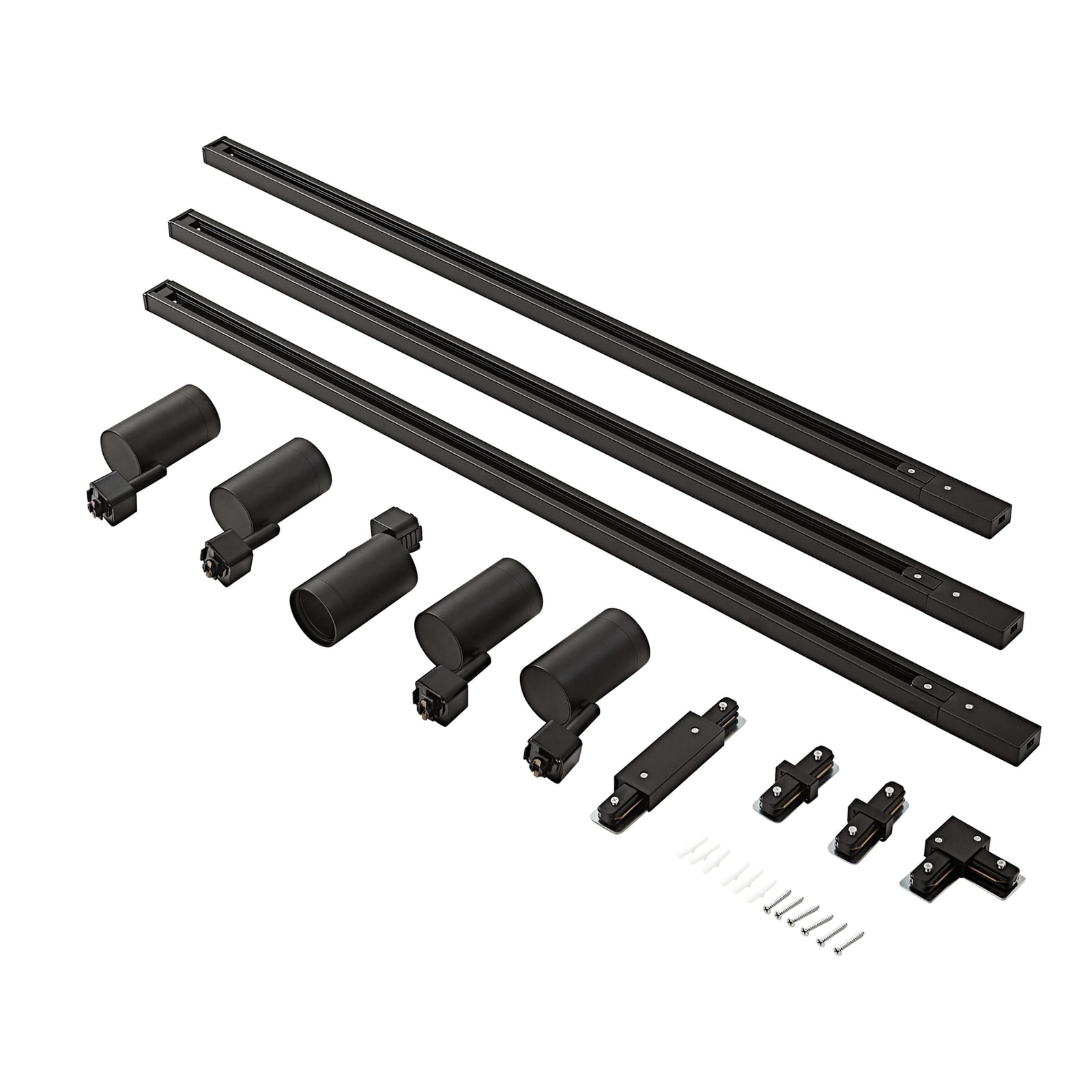 Prios 1-Phasen-Schienensystem Jorell schwarz 5-flg GU10 dimmbar 300cm Lampe - 4251911750515