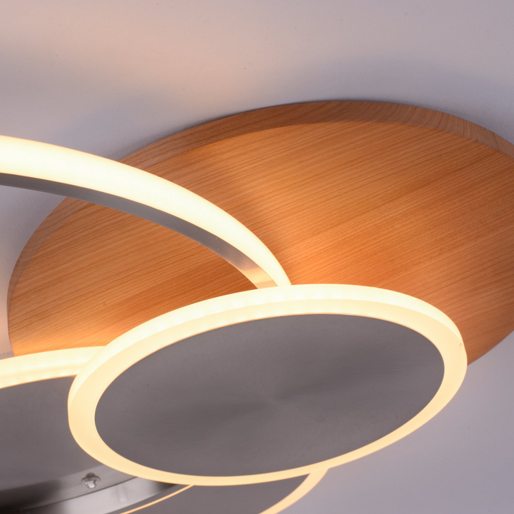 Palma LED-Deckenlampe Deckenlampe Lampe Leuchte 50 Watt Holz silber weiß