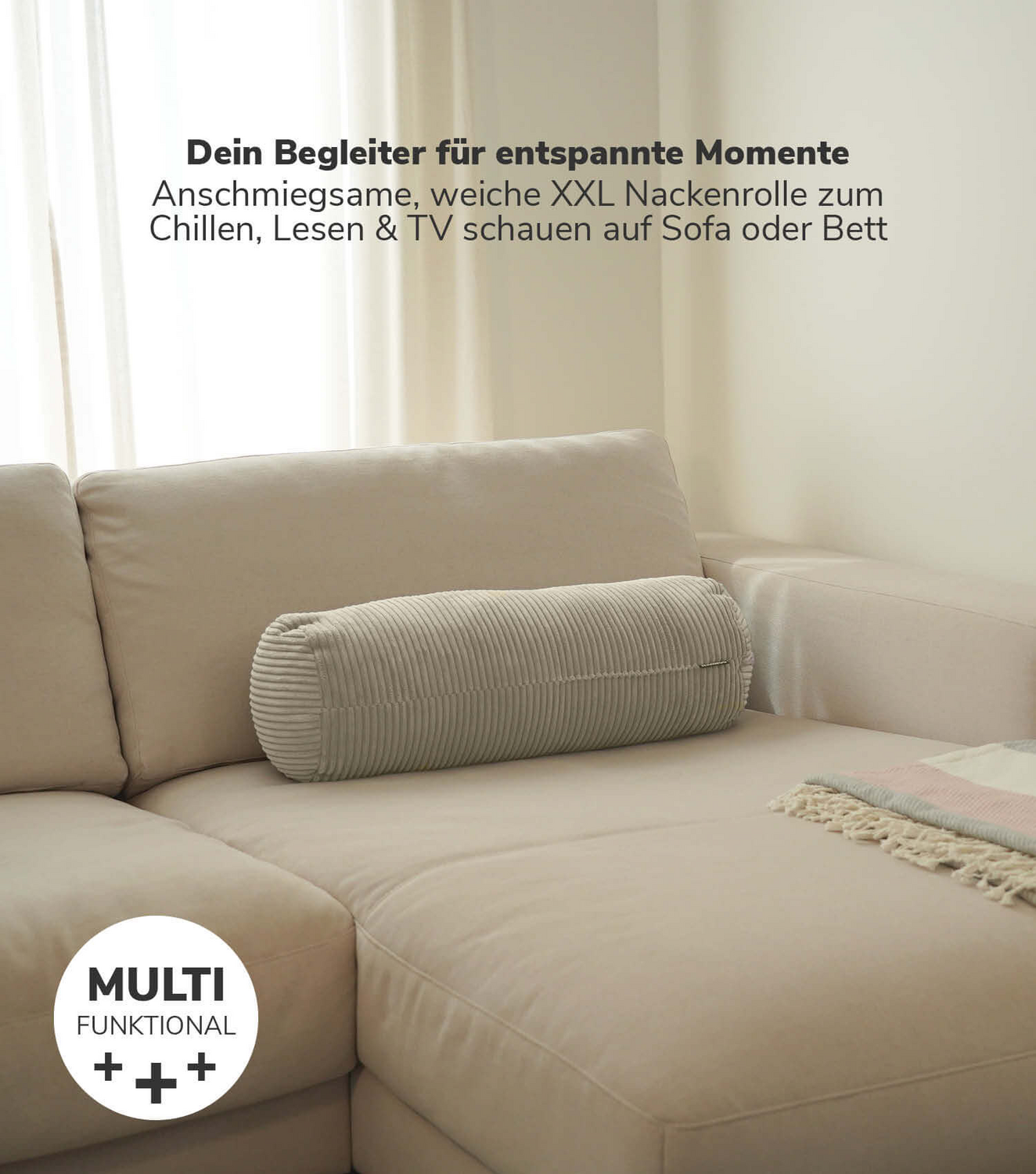 B-Ware Mokebo Xxl Nackrolle Mit Cordbezug 'Das Nickerchen' Kissenrolle Rolle Couchrolle