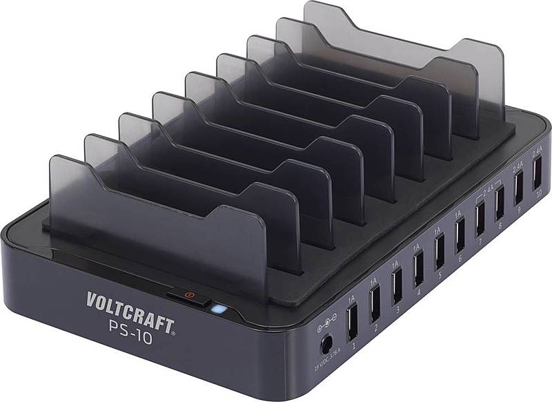 Voltcraft USB-Ladestation PS-10 PS-10 Steckdose Ausgangsstrom 13200mA 10 x USB