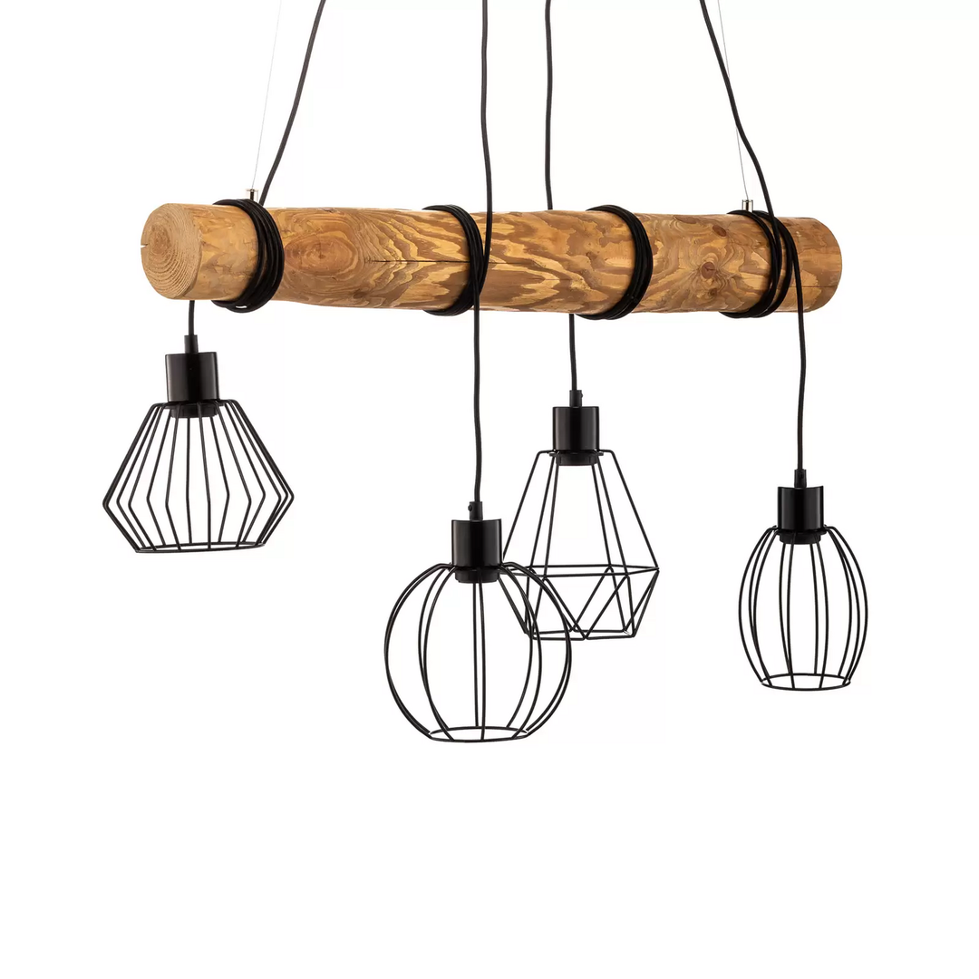 Envostar Various Pendel 4 Flammig Kiefer Natur Pendelleuchte Pendellampe Leuchte B-Ware - 4251911754889