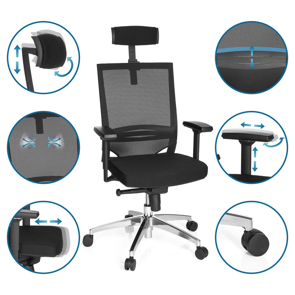 Hjh Office Bürostuhl Chefsessel Porto Max High Sitz Stoff Rücken Netz Schwarz89 B-Ware