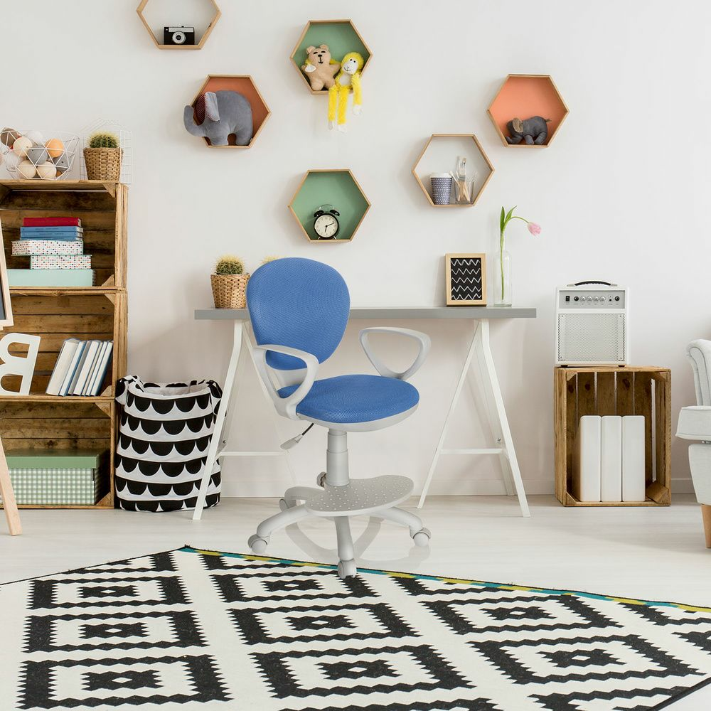 B-Ware Kinderstuhl Schreibtischstuhl Drehstuhl Computerstuhl Kid Colour G1 Stoff Blau