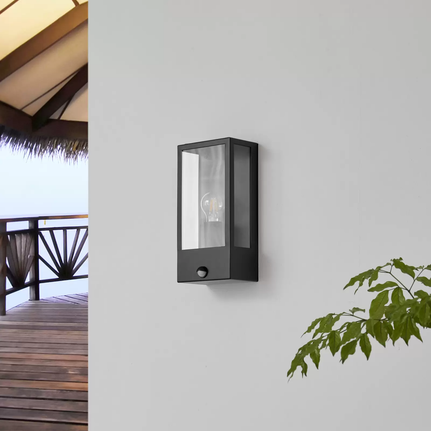 B-Ware Lindby Ilana Außenwandleuchte Mit Sensor Schwarz Wandleuchte Wandlampe Lampe