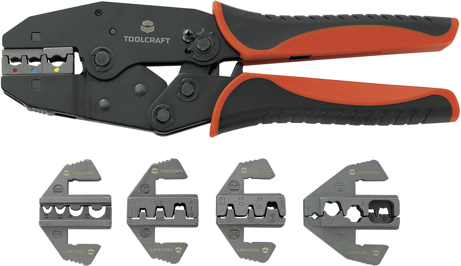 B-Ware Toolcraft Crimpzangen Set Crimpzange 6teilig Isolierte Kabelschuhe Unisoliert
