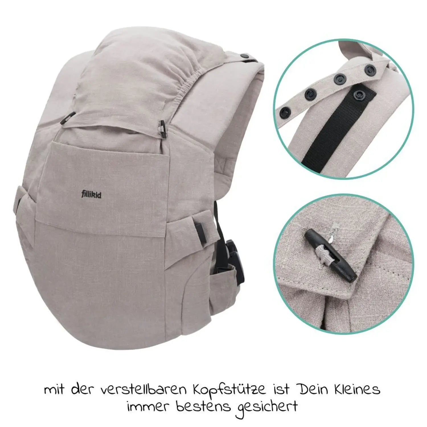 Fillikid Babytrage Tragesystem Babytrageposition Für Bauch Hüfte Rücken Grau B-Ware - 9120123442233