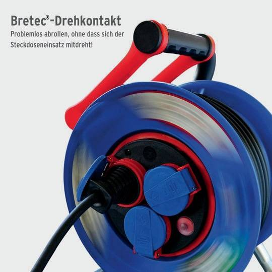 Enrouleur de câble Brennenstuhl 1218900 de qualité B, 25 m, noir, bouchon de sécurité en caoutchouc