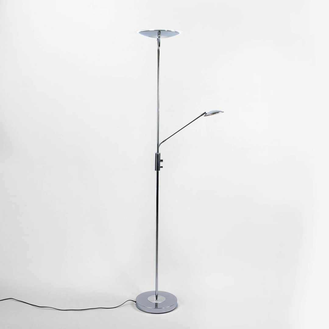 Lindby Aras LED-Stehleuchte Stehlampe Lampe Leuchte Licht mit Leselampe chrom880