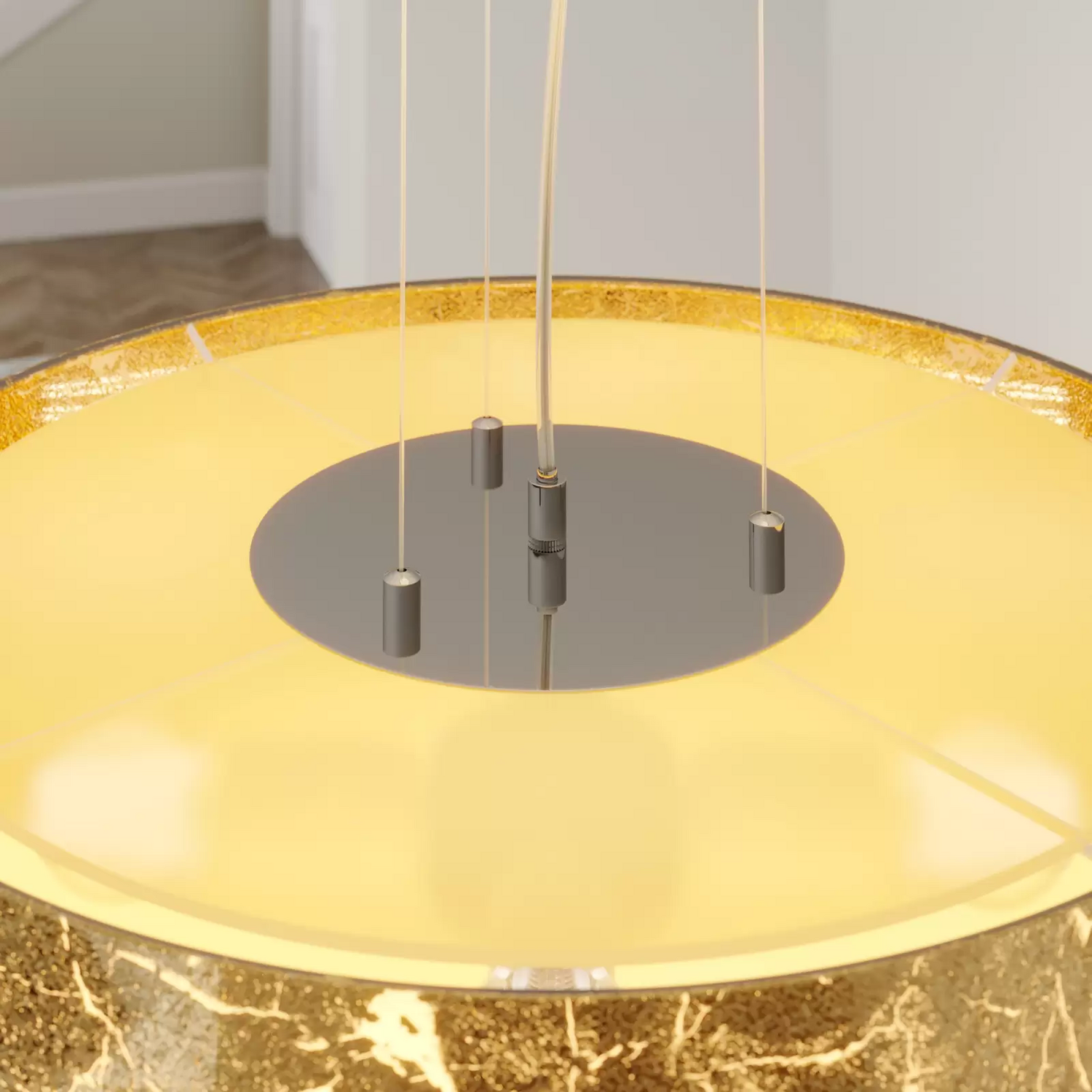 Quitani Pendelleuchte Aura Hängeleuchte Hängelampe Lampe Gold ø 50 Cm 4 Flammig B-Ware - 4251096508277